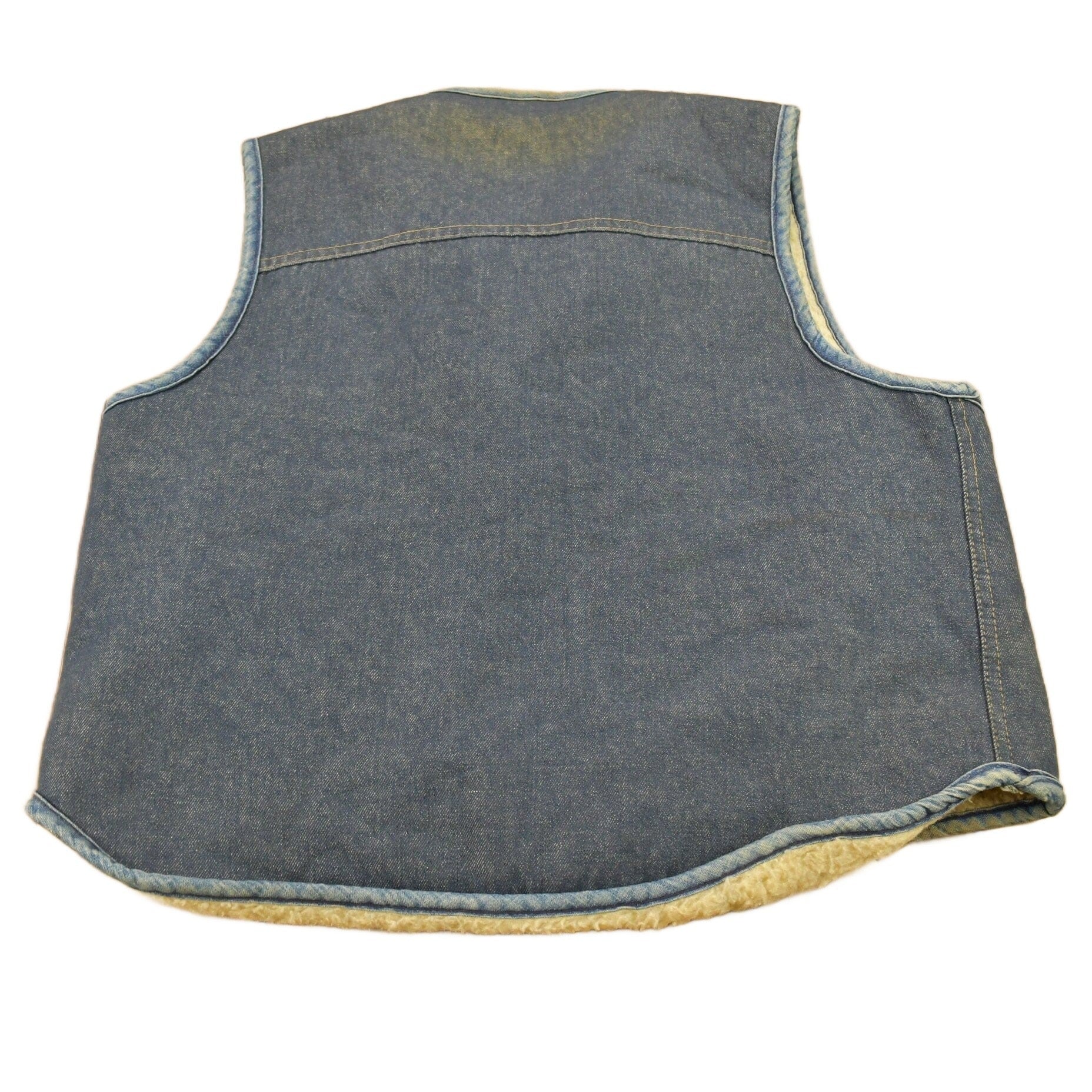 Vintage 1980s Roebucks By Sears Fleece Lined Denim Button Up Vest Men's Large from propervintagecanada