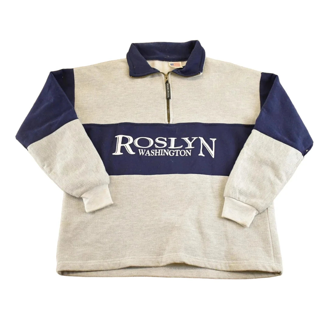 Vintage 1980s Roslyn Washington Quarter Zip Souvenir Sweatshirt Men's M from propervintagecanada