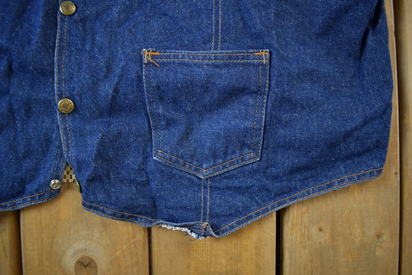 Vintage 1980s Saddle King Western Denim Vest Men's 2XL from propervintagecanada