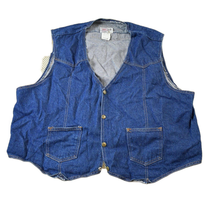 Vintage 1980s Saddle King Western Denim Vest Men's 2XL from propervintagecanada