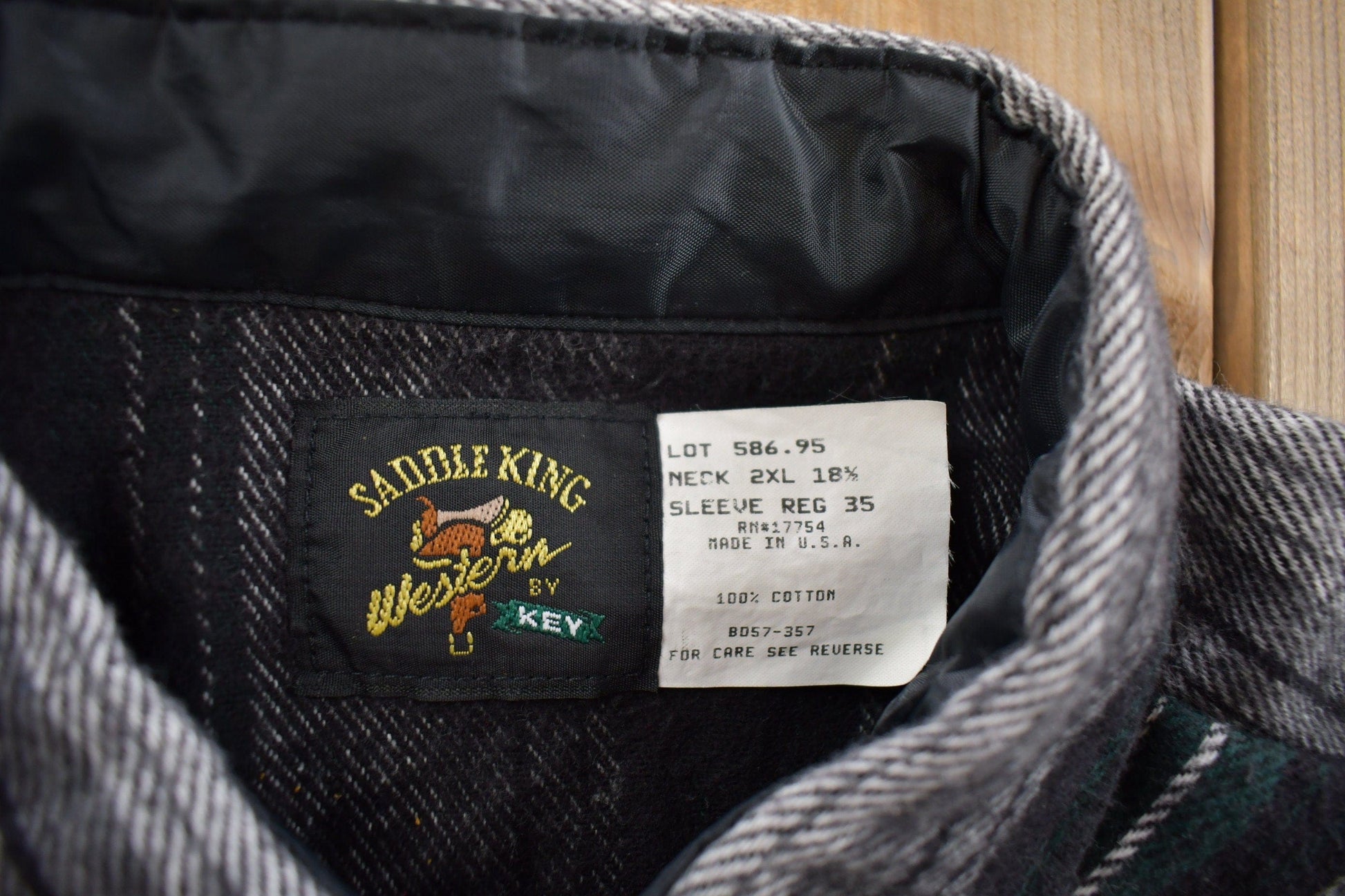 Vintage 1980s Saddle King Western Plaid Button Up Shirt Made In USA Men's Large from propervintagecanada