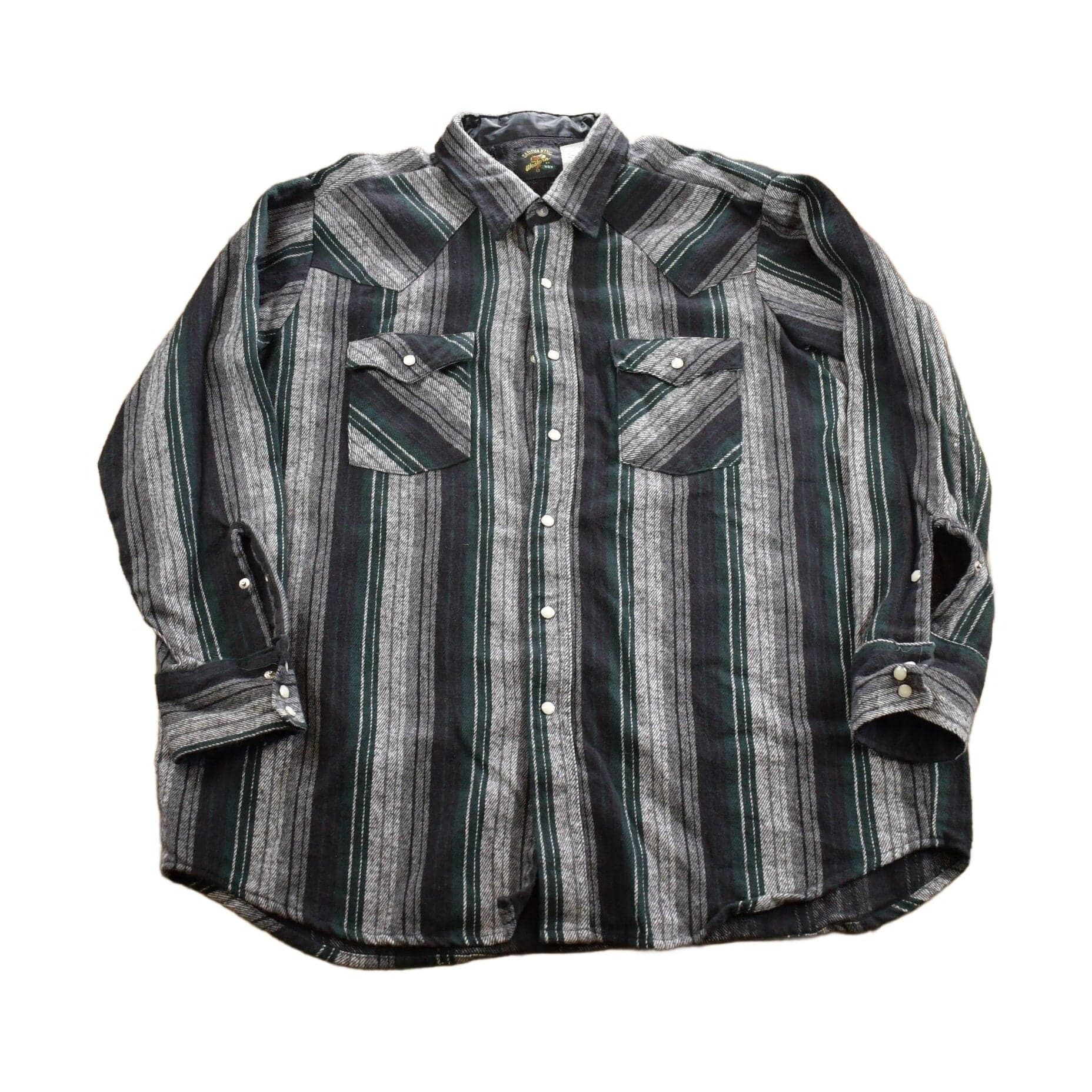 Vintage 1980s Saddle King Western Plaid Button Up Shirt Made In USA Men's Large from propervintagecanada