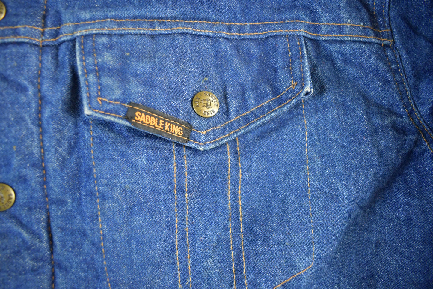 Vintage 1980s Saddle King Western Sherpa Lined Denim Jean Jacket Men's XL from propervintagecanada