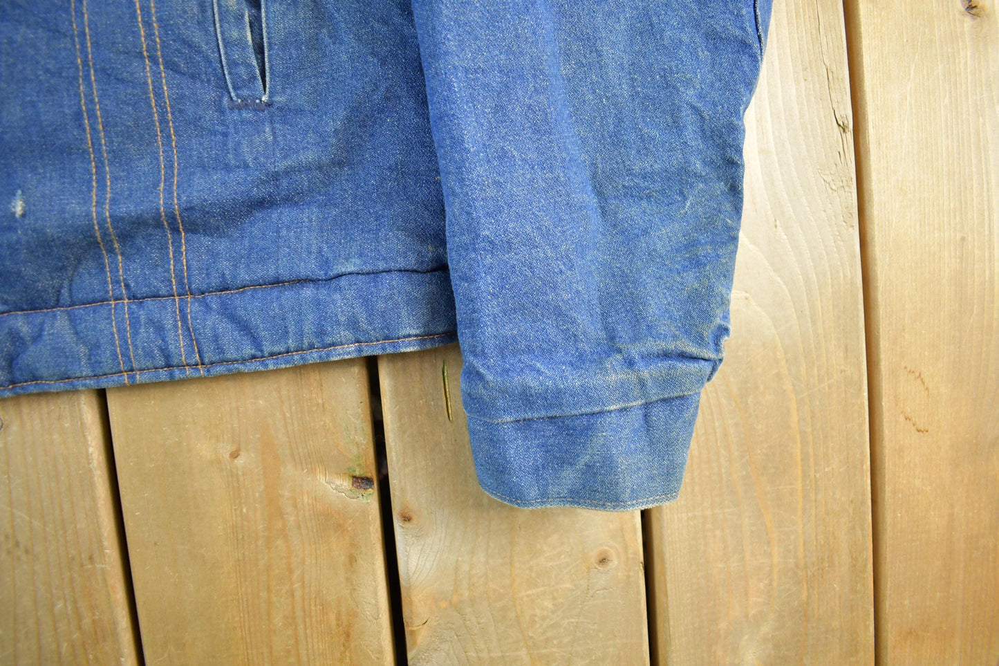 Vintage 1980s Saddle King Western Sherpa Lined Denim Jean Jacket Men's XL from propervintagecanada