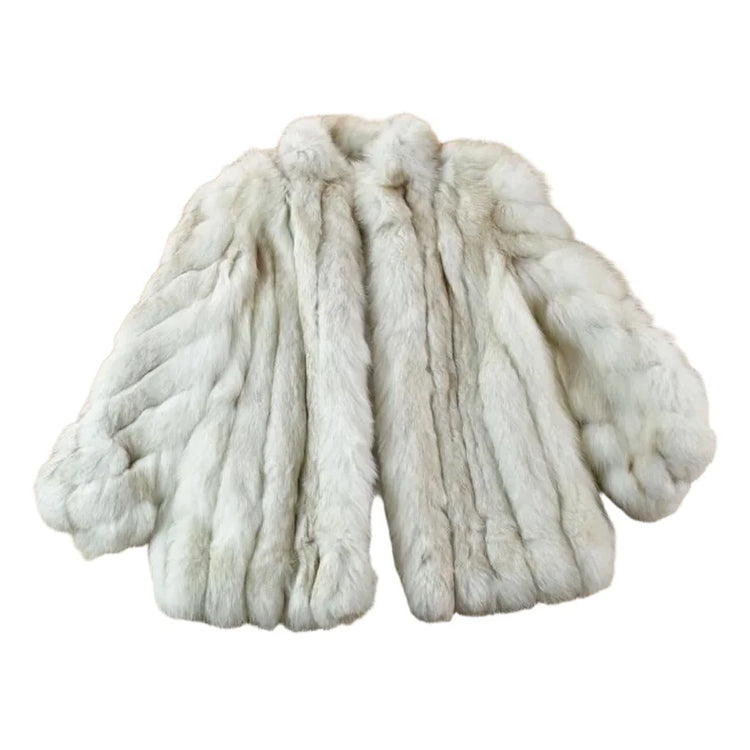Vintage 1980s Saga Fox Fur Mid Length Coat Made In USA from propervintagecanada