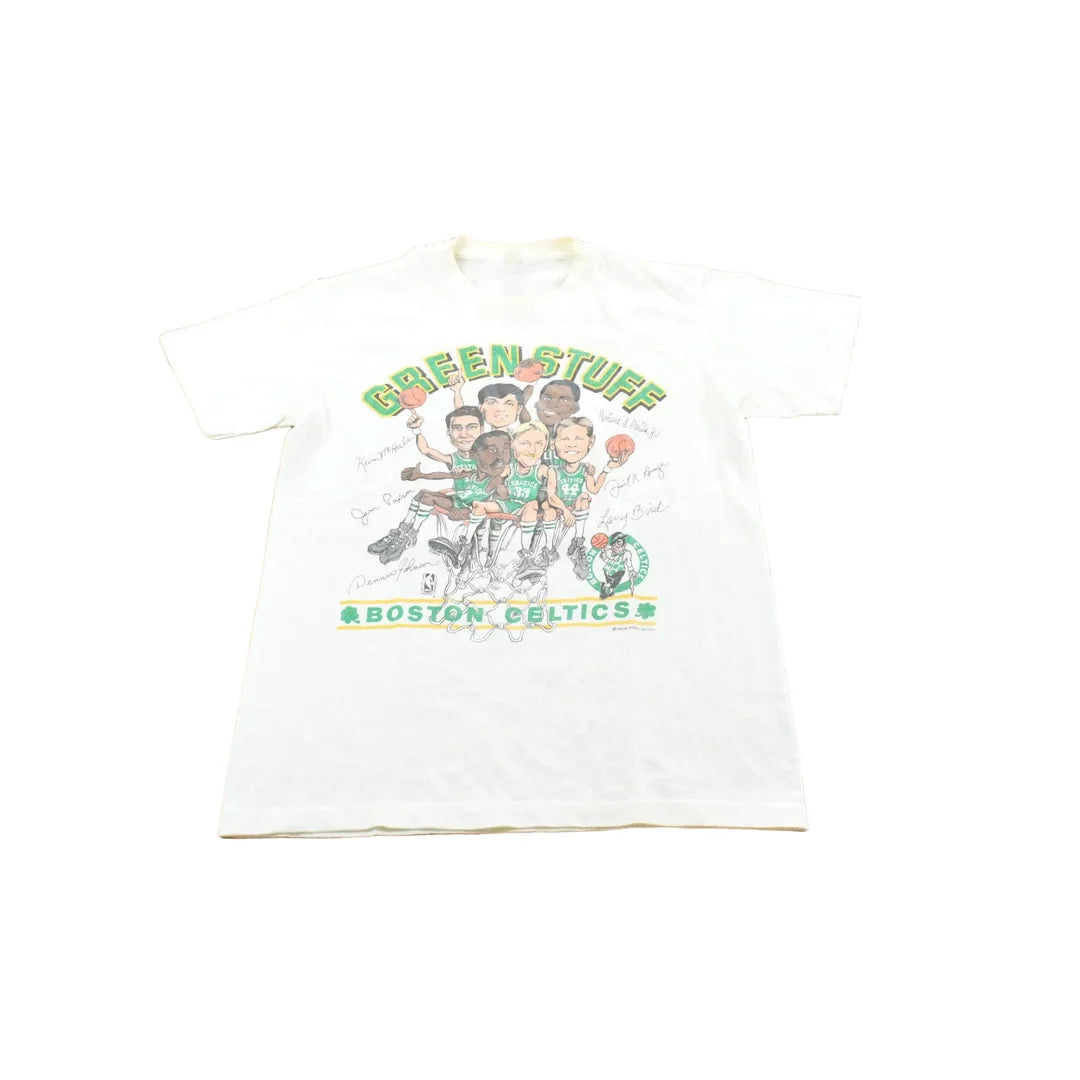 Vintage 1980s Salem Boston Celtics NBA Big Head Cartoon T-Shirt Men's S from propervintagecanada