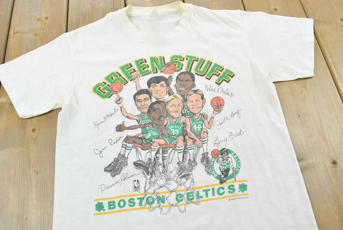 Vintage 1980s Salem Boston Celtics NBA Big Head Cartoon T-Shirt Men's S from propervintagecanada