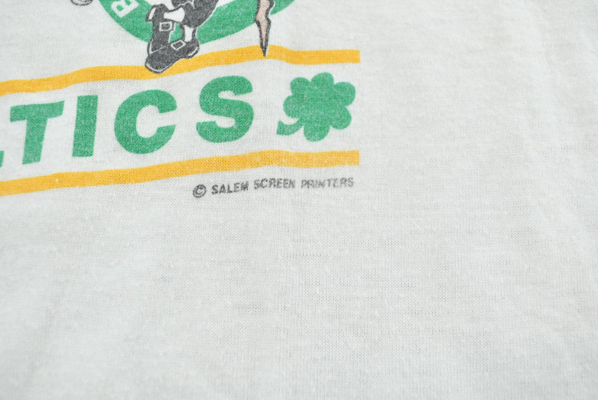 Vintage 1980s Salem Boston Celtics NBA Big Head Cartoon T-Shirt Men's S from propervintagecanada