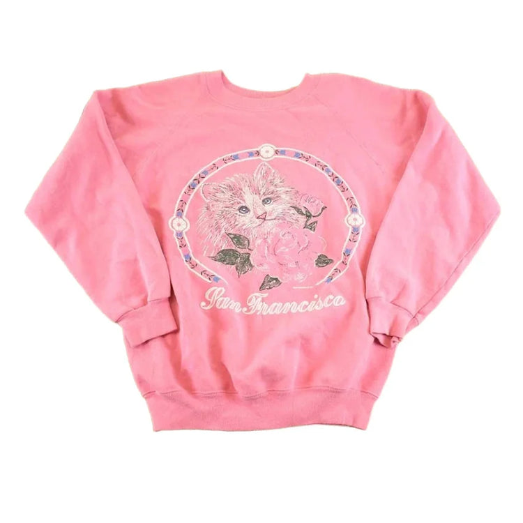Vintage 1980s San Francisco Kitty Cat Souvenir Crewneck Sweatshirt Women's M from propervintagecanada