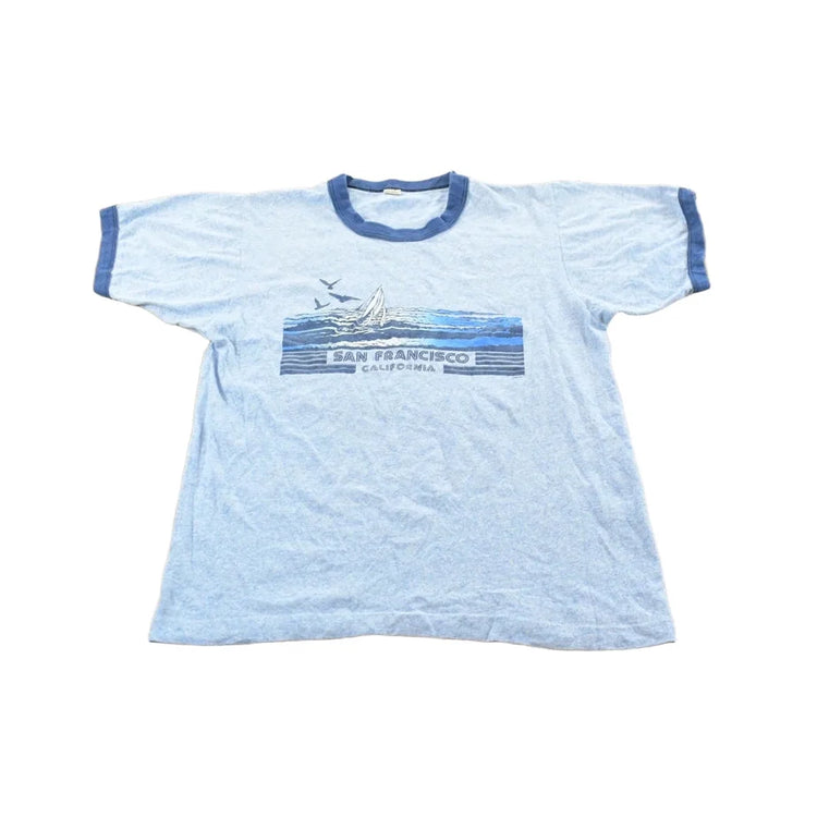 Vintage 1980s San Francisco Sailboat Souvenir Ringer T Shirt Mens S from propervintagecanada