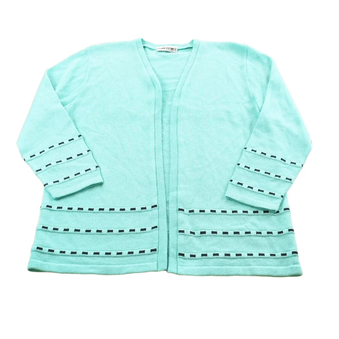 Vintage 1980s San Remo Knit Buttonless Cardigan Sweater Womens XL from propervintagecanada