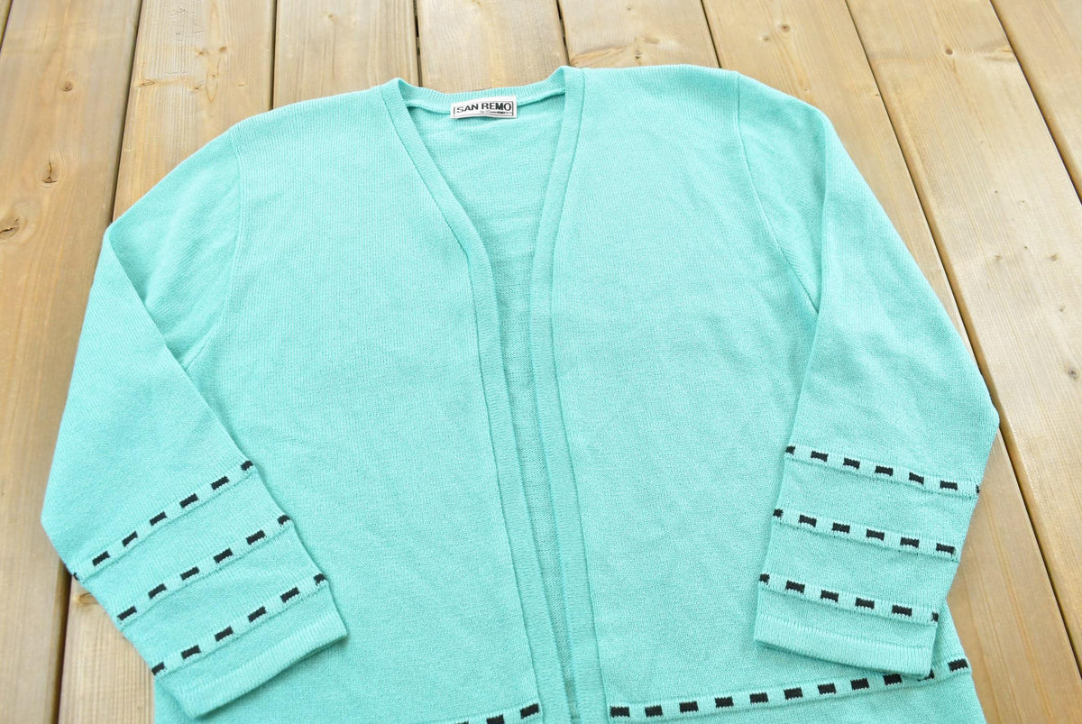 Vintage 1980s San Remo Knit Buttonless Cardigan Sweater Womens XL from propervintagecanada