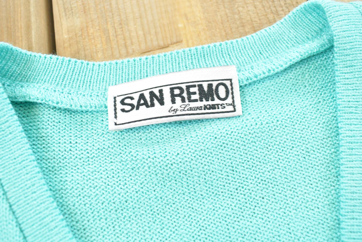 Vintage 1980s San Remo Knit Buttonless Cardigan Sweater Womens XL from propervintagecanada