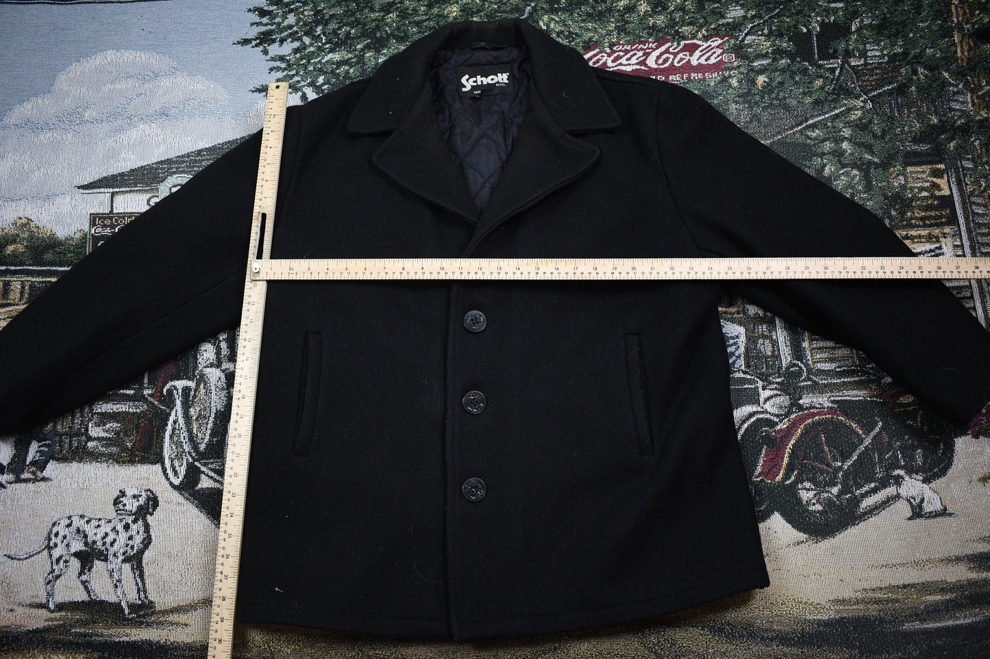 Vintage 1980s Schott New York City Pea Coat Men's XL from propervintagecanada