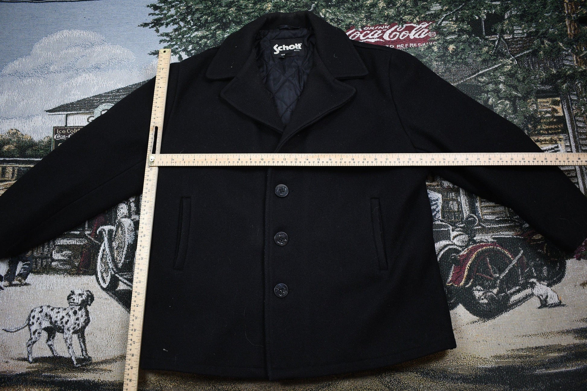 Vintage 1980s Schott New York City Pea Coat Men's XL from propervintagecanada