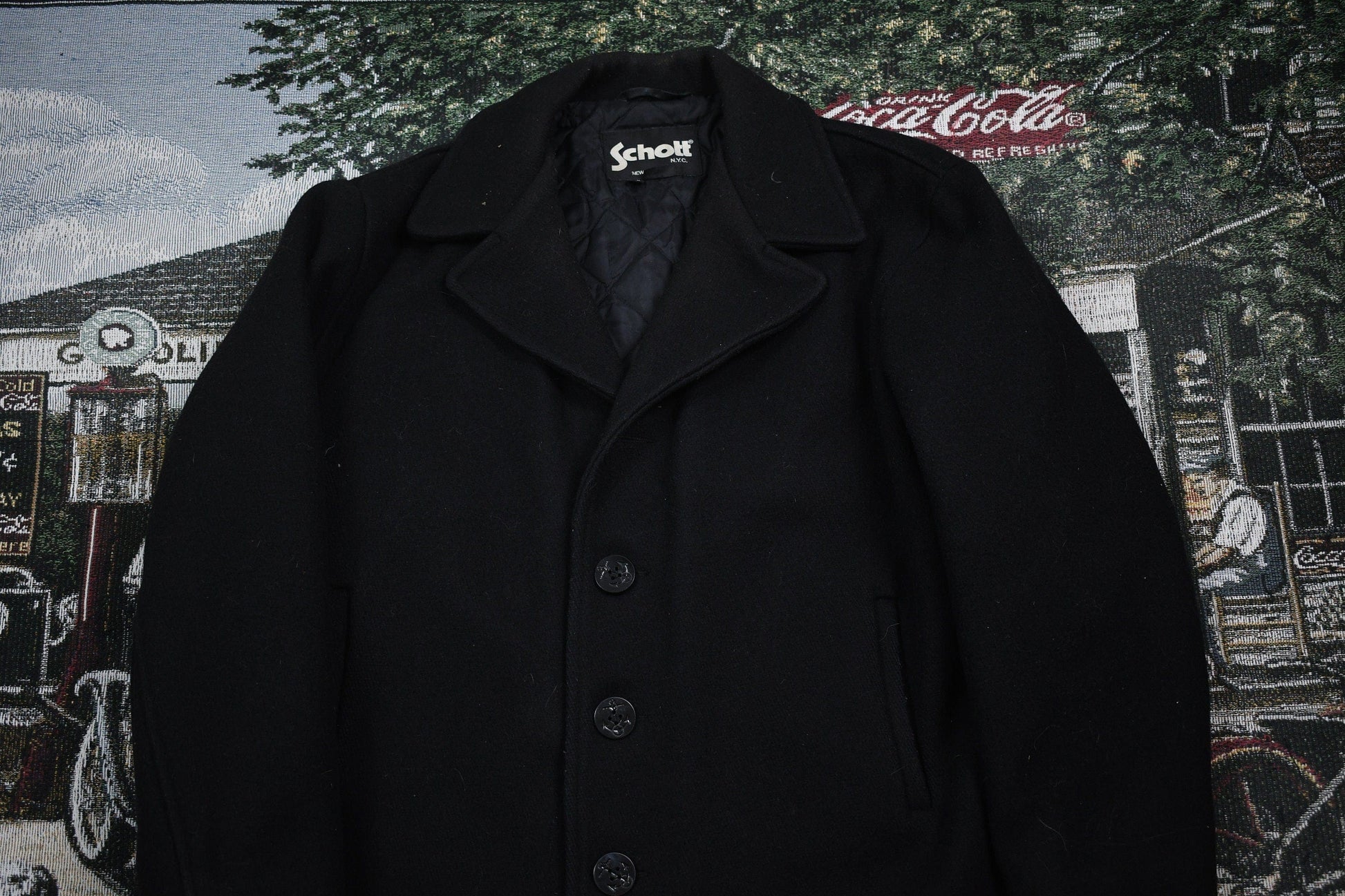 Vintage 1980s Schott New York City Pea Coat Men's XL from propervintagecanada