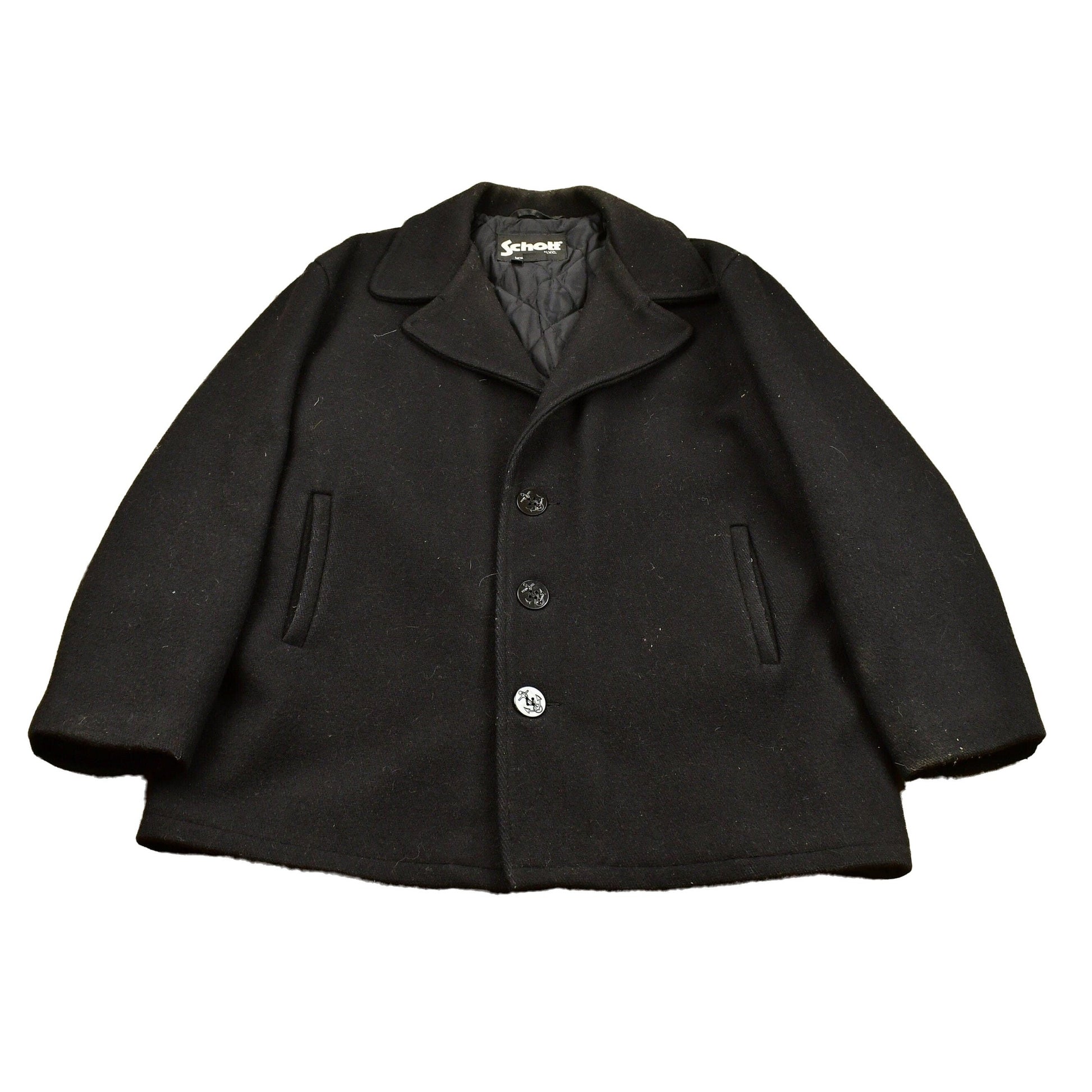 Vintage 1980s Schott New York City Pea Coat Men's XL from propervintagecanada