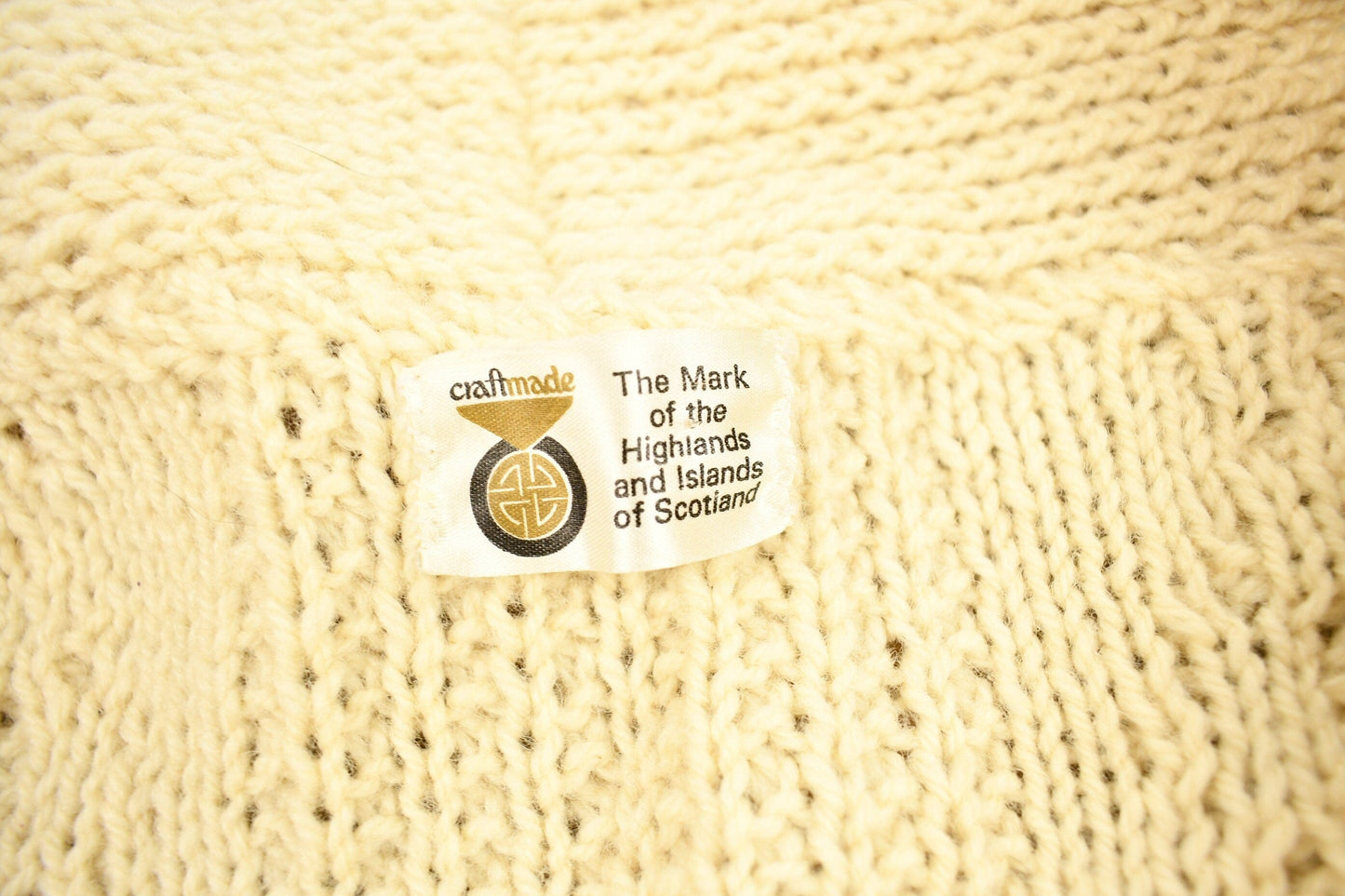 Vintage 1980s Scottish Craft Made 3D Cable Knit Button Up Sweater Men's Large from propervintagecanada