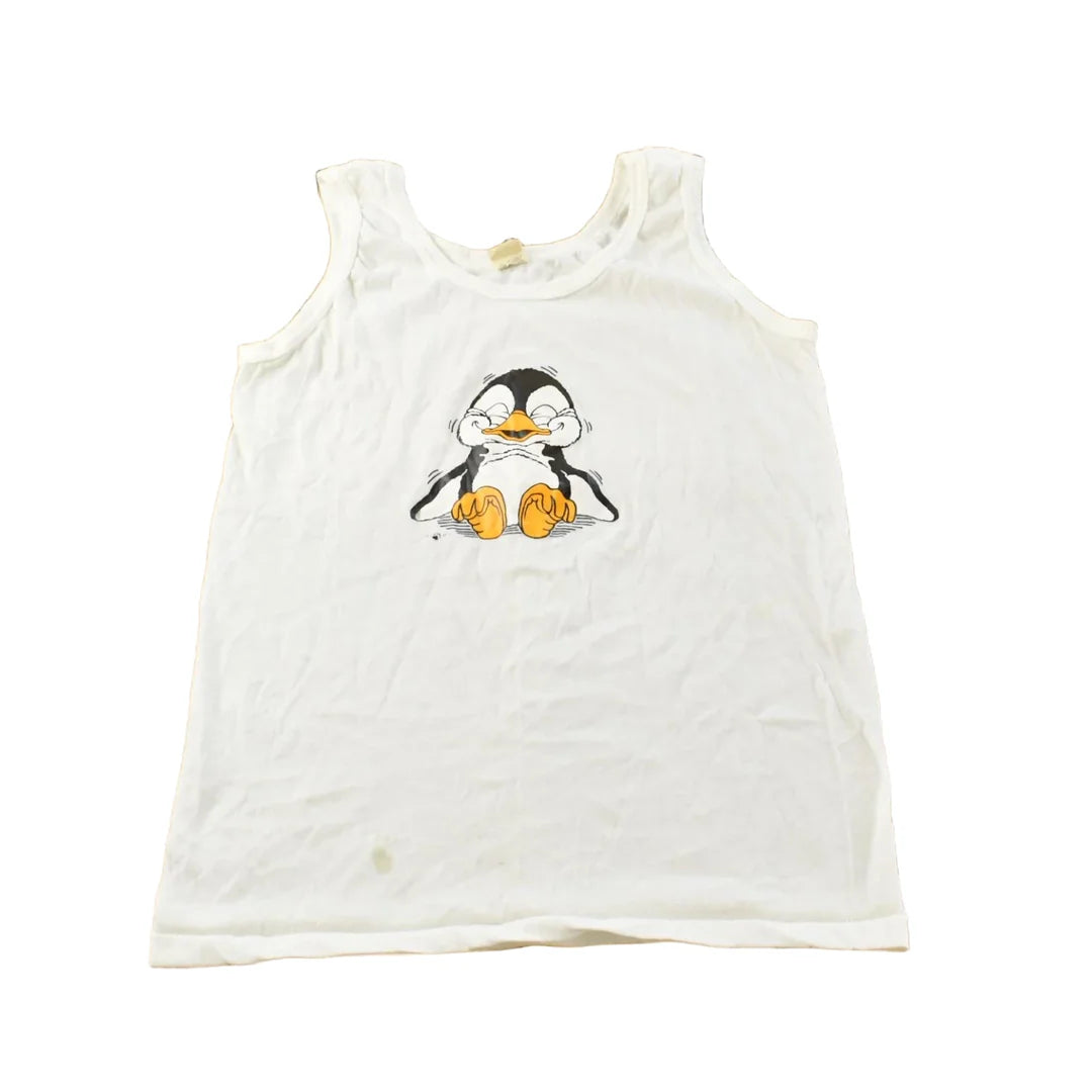 Vintage 1980s Screen Stars Cute Penguin Tank Top Shirt Men's XS from propervintagecanada