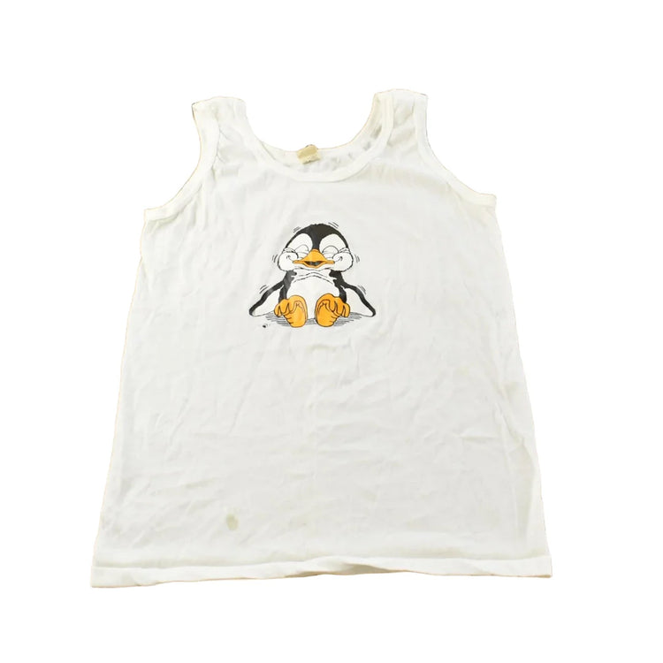 Vintage 1980s Screen Stars Cute Penguin Tank Top Shirt Men's XS from propervintagecanada