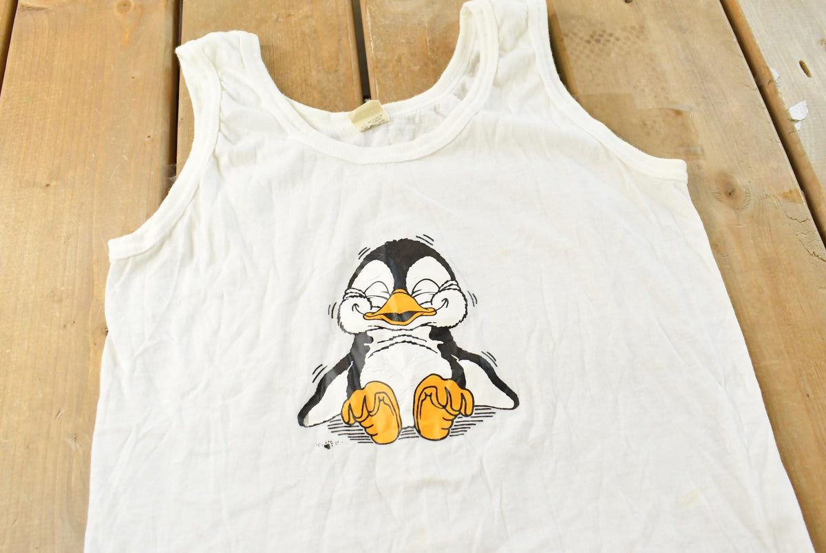 Vintage 1980s Screen Stars Cute Penguin Tank Top Shirt Men's XS from propervintagecanada