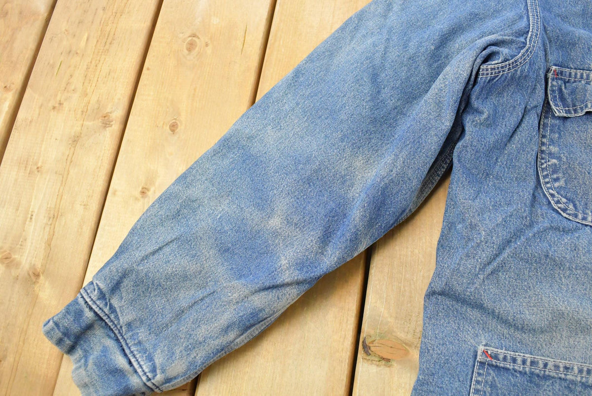 Vintage 1980s Sears Blanket Lined Denim Chore Jacket Men's L / Jean Jacket / Union Made in USA / Distressed / Faded / 80s Workwear from propervintagecanada