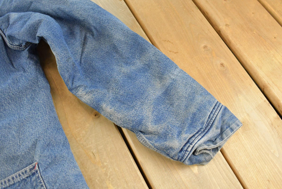 Vintage 1980s Sears Blanket Lined Denim Chore Jacket Men's L / Jean Jacket / Union Made in USA / Distressed / Faded / 80s Workwear from propervintagecanada