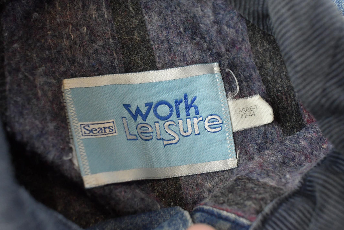 Vintage 1980s Sears Blanket Lined Denim Chore Jacket Men's L / Jean Jacket / Union Made in USA / Distressed / Faded / 80s Workwear from propervintagecanada