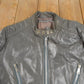 Vintage 1980s Sears Grey Leather Café Racer Jacket Men's XL from propervintagecanada