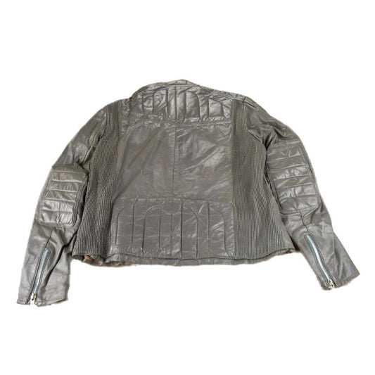Vintage 1980s Sears Grey Leather Café Racer Jacket Men's XL