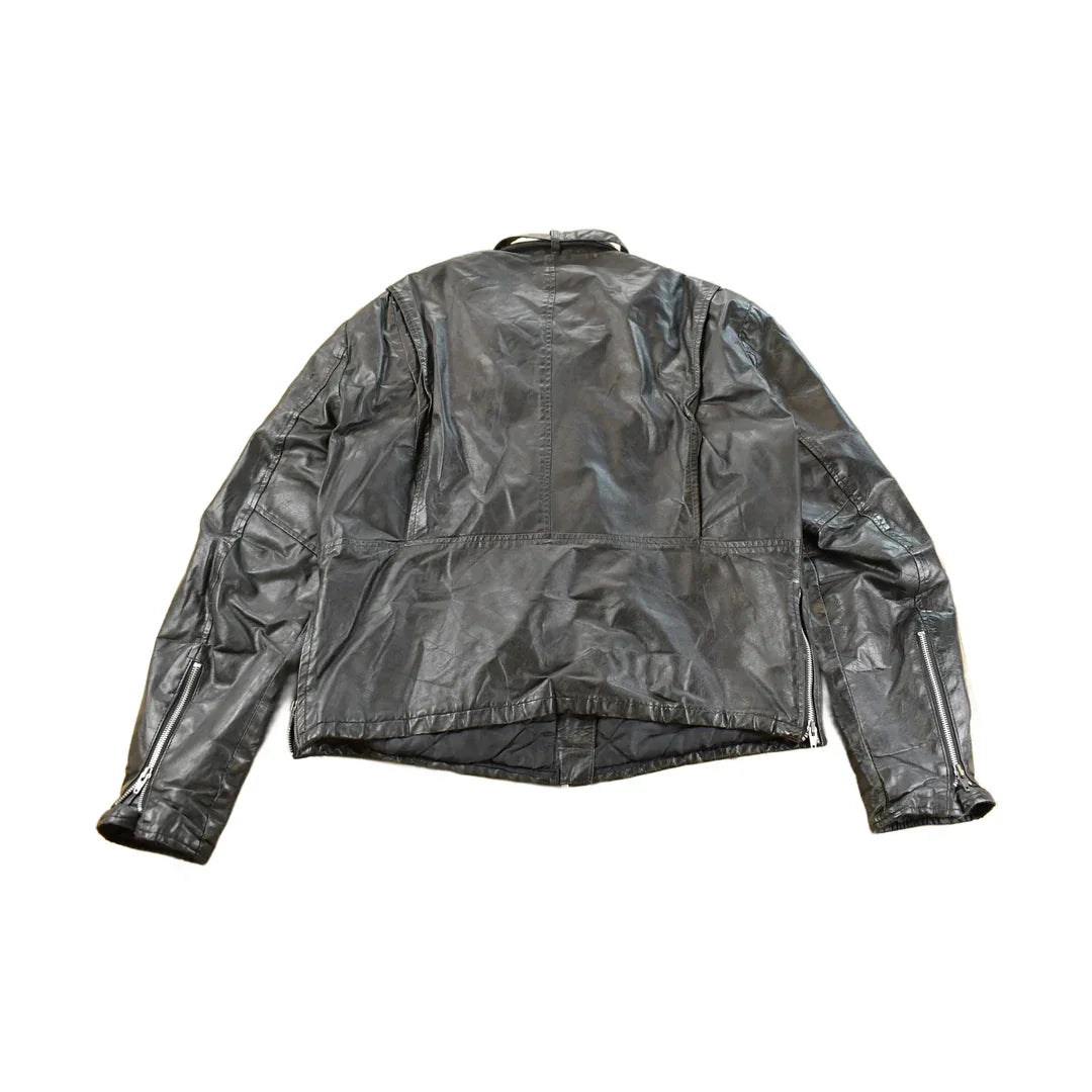Vintage 1980s Sears Leather Moto Cafe Racer Biker Jacket Men's Large from propervintagecanada