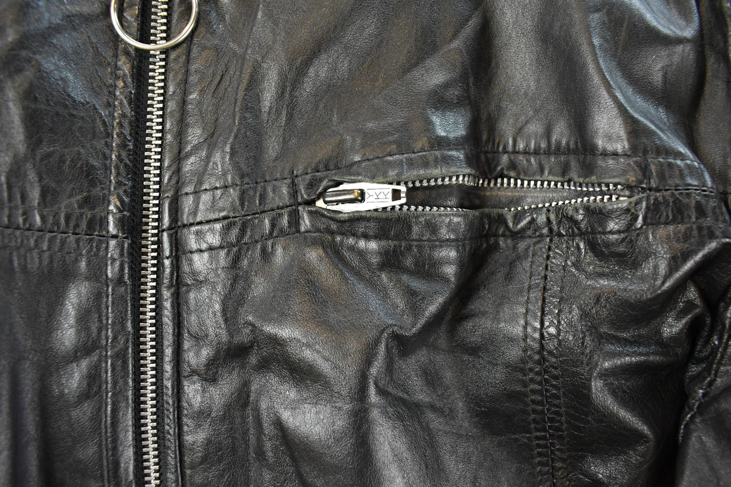 Vintage 1980s Sears Leather Moto Cafe Racer Biker Jacket Men's Large from propervintagecanada