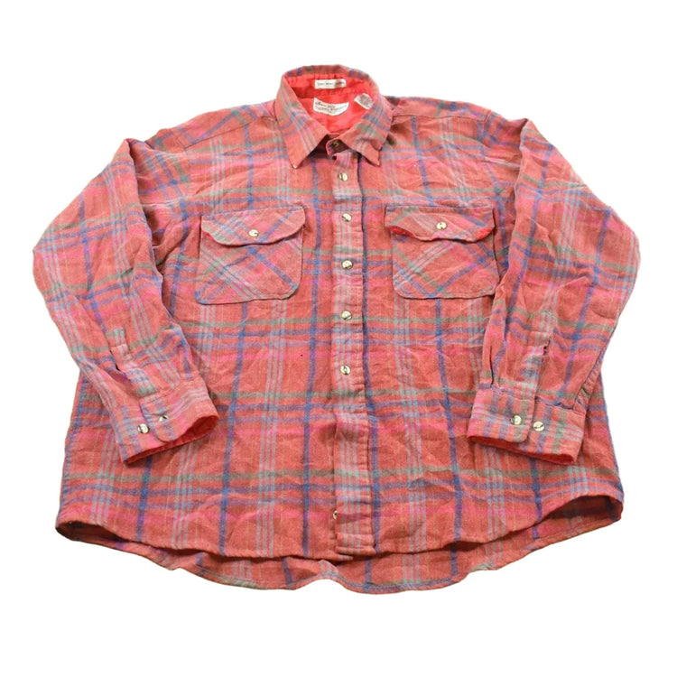 Vintage 1980s Sears Roebuck Plaid Button Up Shirt Mens L from propervintagecanada