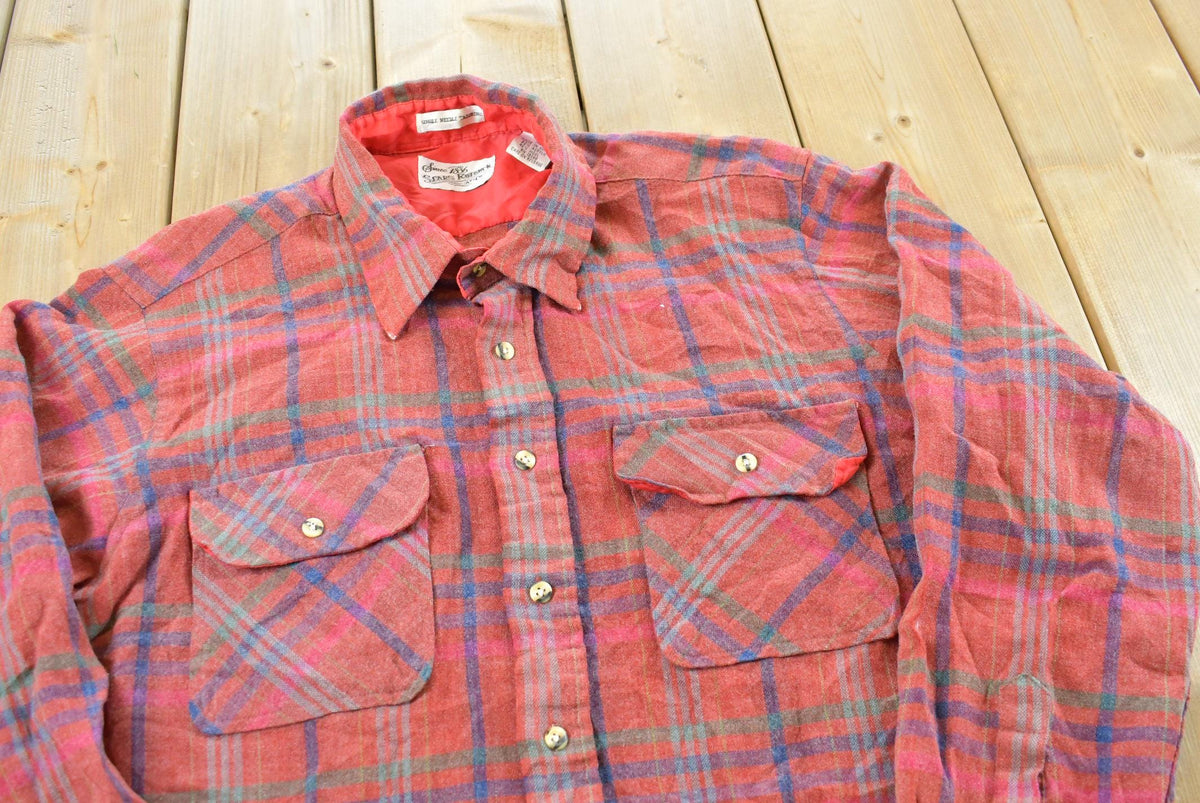 Vintage 1980s Sears Roebuck Plaid Button Up Shirt Mens L from propervintagecanada