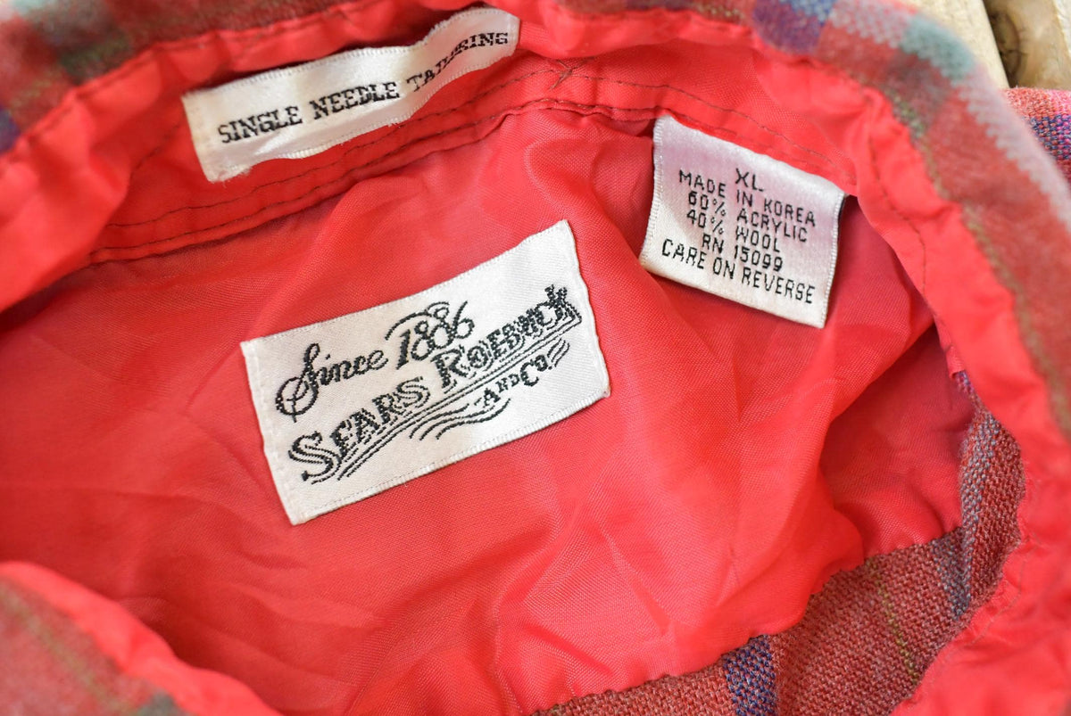 Vintage 1980s Sears Roebuck Plaid Button Up Shirt Mens L from propervintagecanada