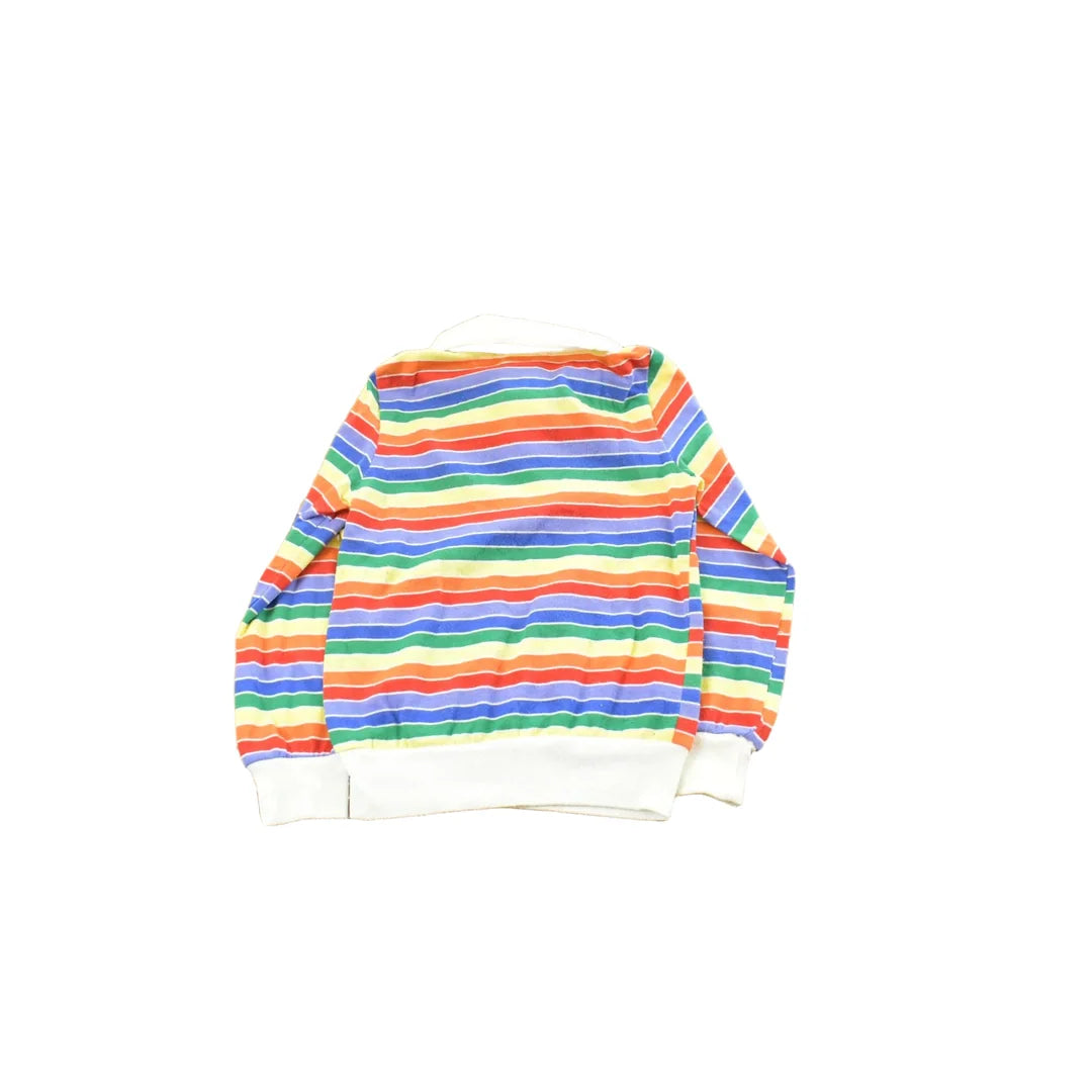 Vintage 1980s Sears Striped Rugby Polo Collared Sweatshirt Youth 6 from propervintagecanada