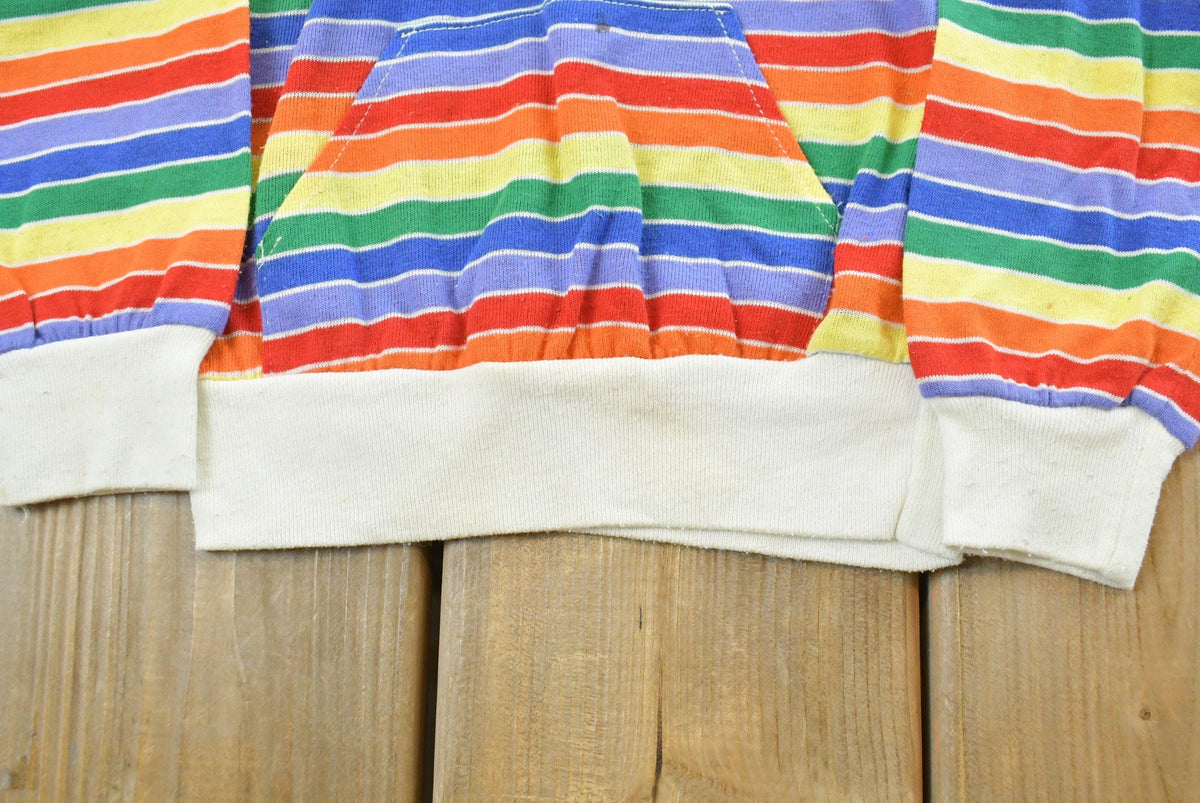 Vintage 1980s Sears Striped Rugby Polo Collared Sweatshirt Youth 6 from propervintagecanada