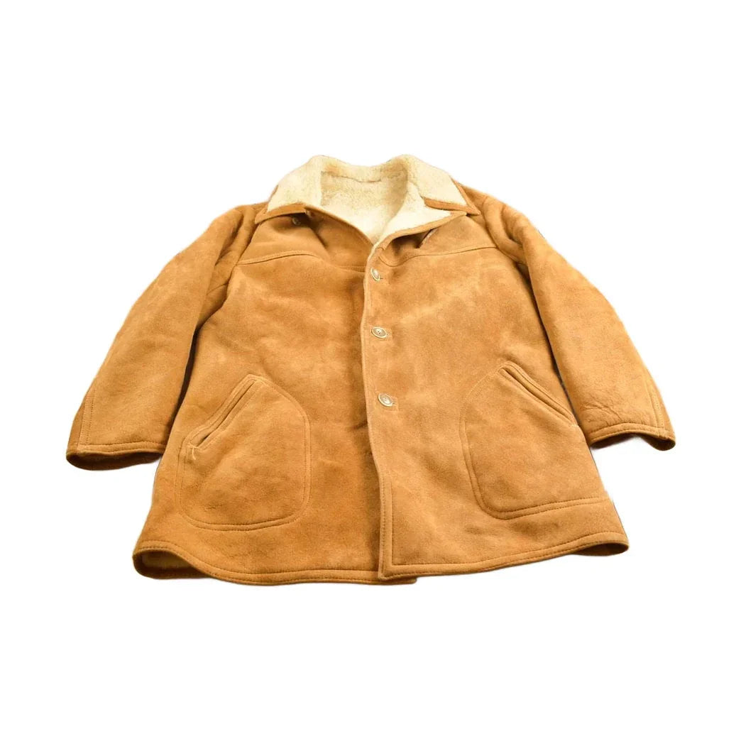 Vintage 1980s Sears The Leather Shearling Jacket Men's Large from propervintagecanada
