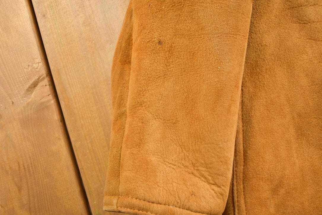 Vintage 1980s Sears The Leather Shearling Jacket Men's Large from propervintagecanada