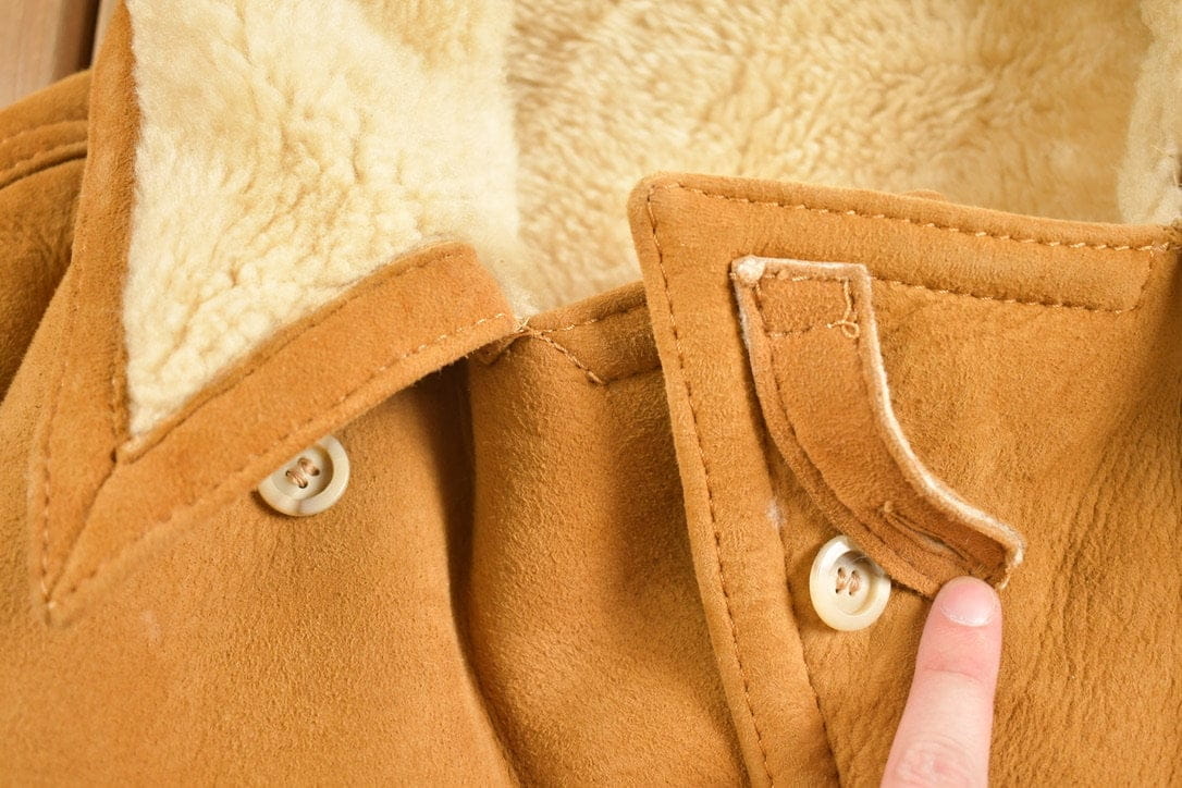 Vintage 1980s Sears The Leather Shearling Jacket Men's Large from propervintagecanada