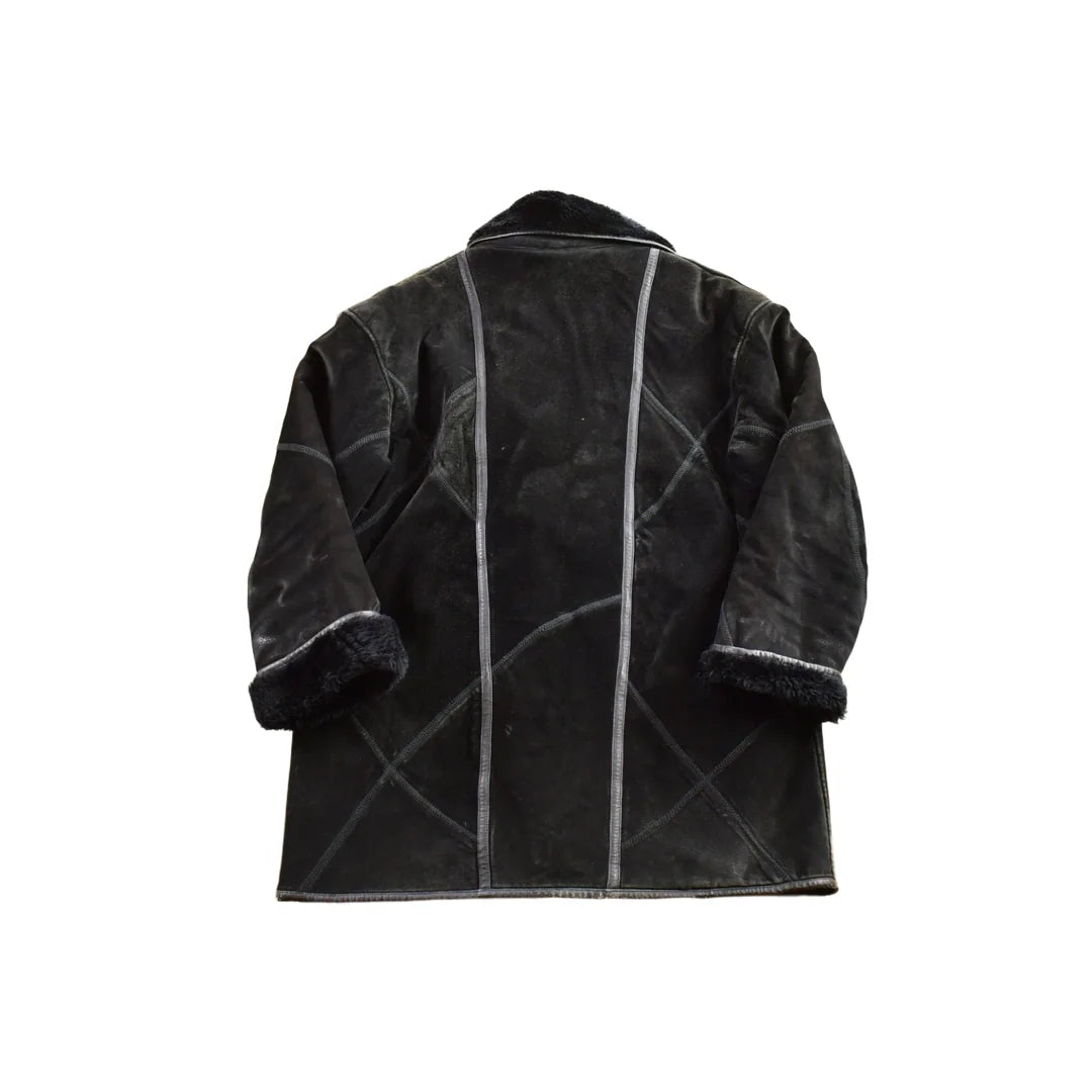 Vintage 1980s Sequence Authentic Black Shearling Fur Jacket from propervintagecanada