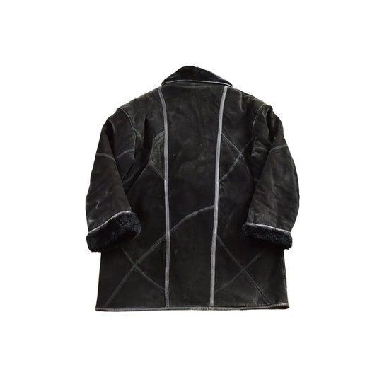 Vintage 1980s Sequence Authentic Black Shearling Fur Jacket from propervintagecanada