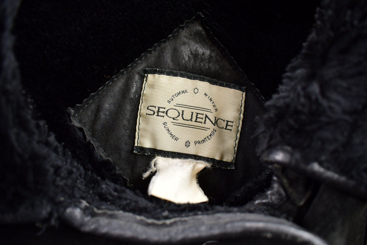 Vintage 1980s Sequence Authentic Black Shearling Fur Jacket from propervintagecanada