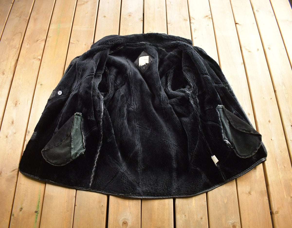 Vintage 1980s Sequence Authentic Black Shearling Fur Jacket from propervintagecanada