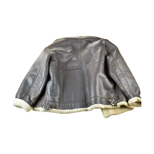 Vintage 1980s Shearling Bomber Jacket Real Leather and Wool from propervintagecanada