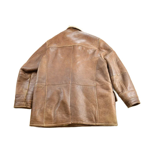 Vintage 1980s Shearling Leather Coat Size 52 from propervintagecanada