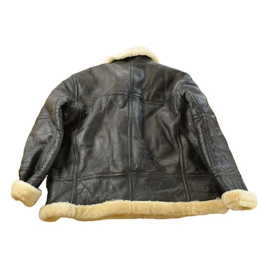 Vintage 1980s Shearling Leather Fur Jacket Men's 2XL from propervintagecanada