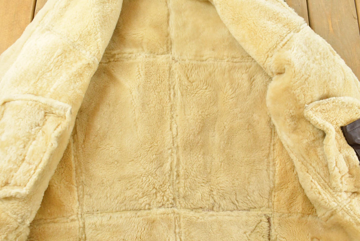 Vintage 1980s Shearling Leather Fur Jacket Men's 2XL from propervintagecanada