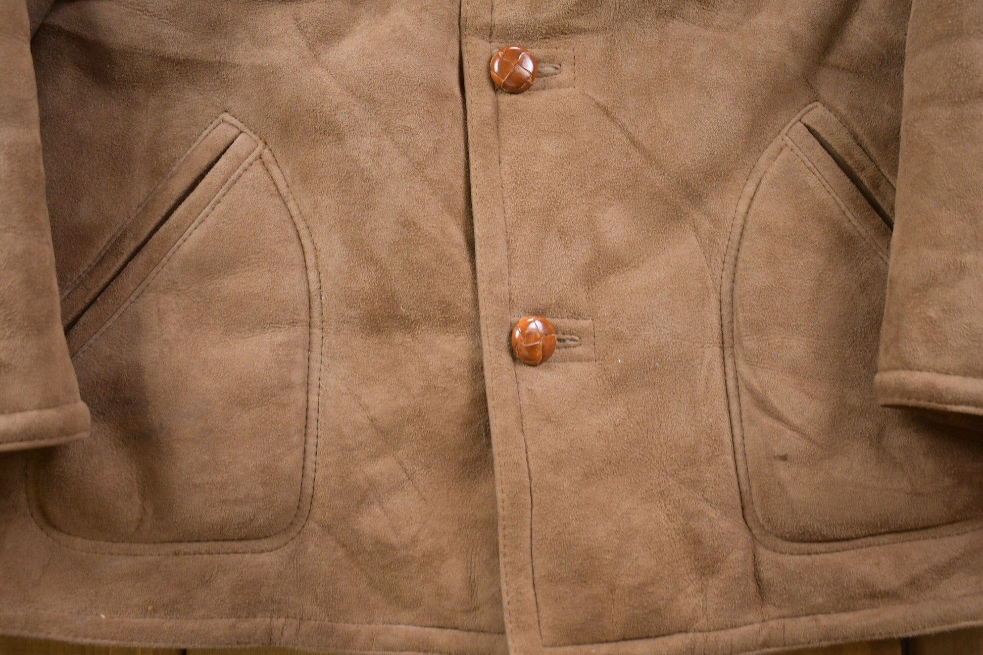 Vintage 1980s Shearling Leather Jacket Men's Large from propervintagecanada