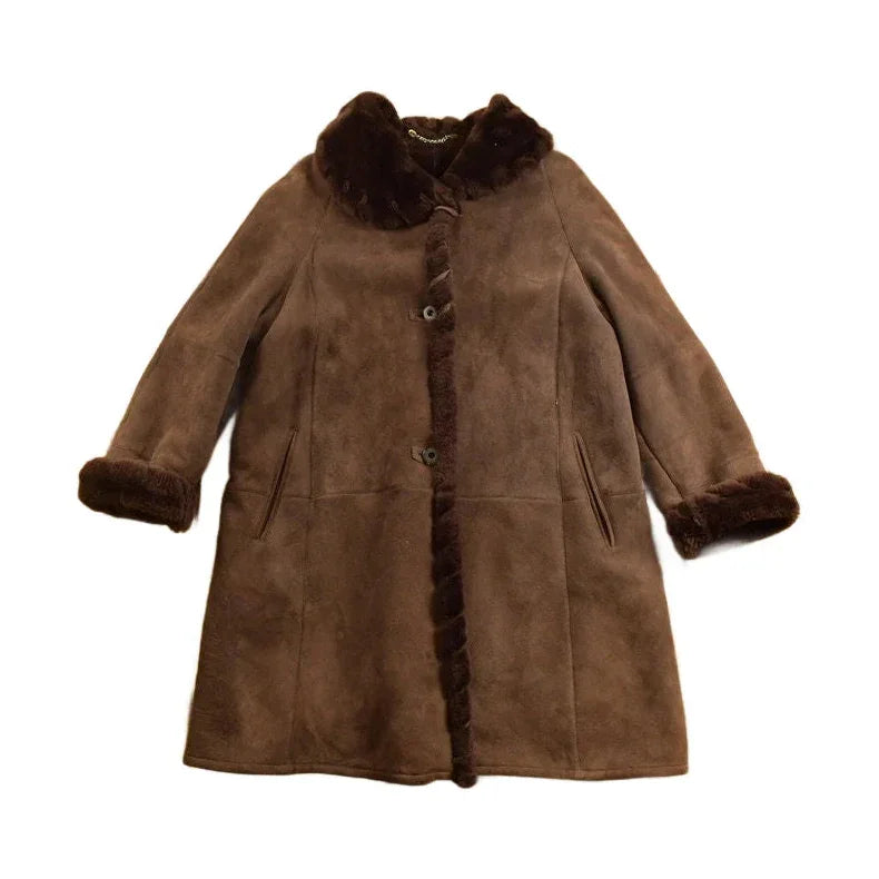 Vintage 1980s Shearling Suede Coat Men's Medium from propervintagecanada